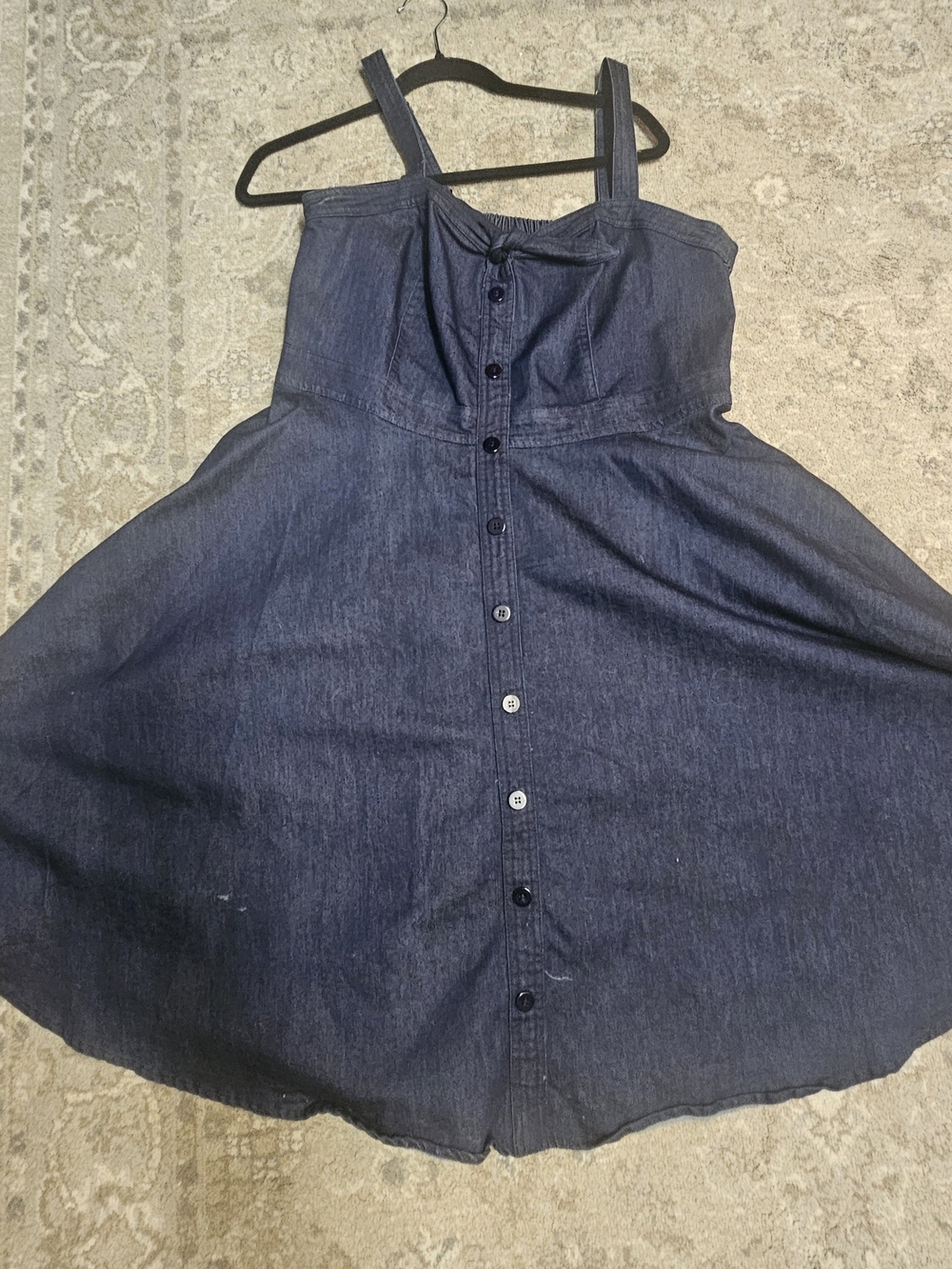 Dark Denim Button-Front Sundress